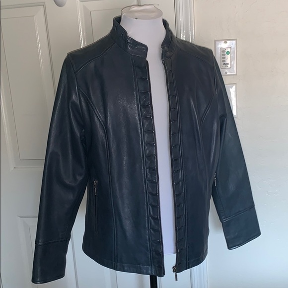 Womens Lakeland Leather Jacket Navy 